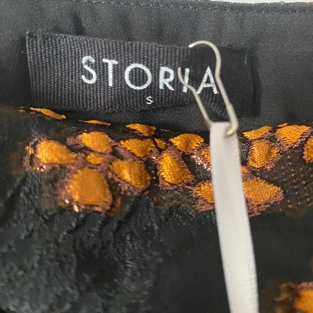 Storia Black Textured Floral‎ Mini Dress Spaghetti Strap Women's Size Sm - Picture 4 of 4